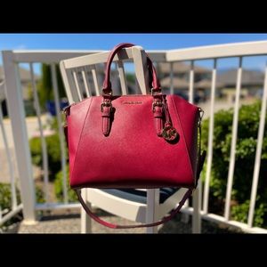 Michael Kors Ciara Lrg Satchel Saffiano Maroon